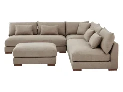 Sofá*Vente-unique Sofá de canto reversível e puff em tecido com acabamento texturizado de cor Taupe