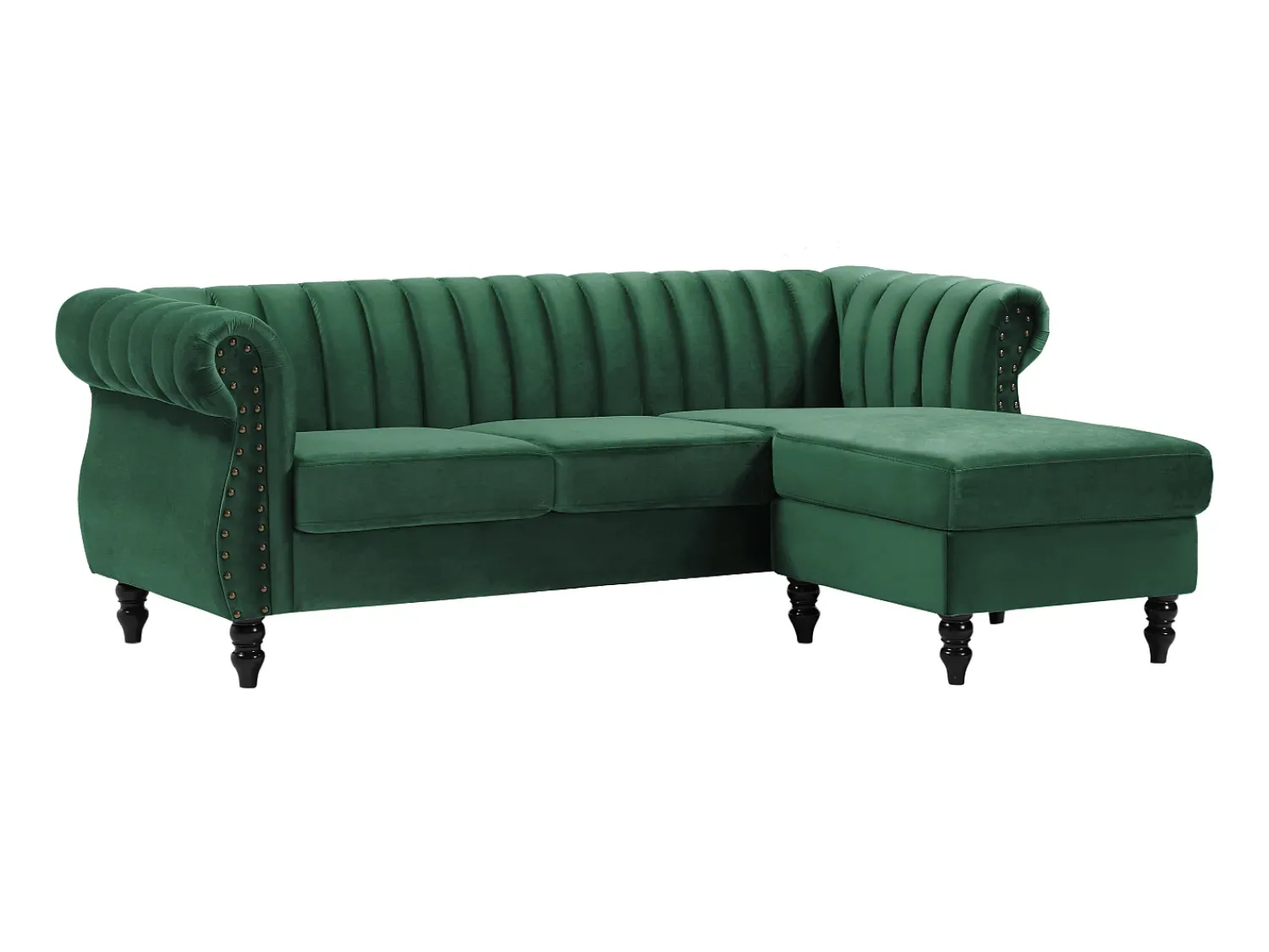 Vente-unique Sofá de canto reversível em veludo estilo charme vintage TRUMBO^ Sofá