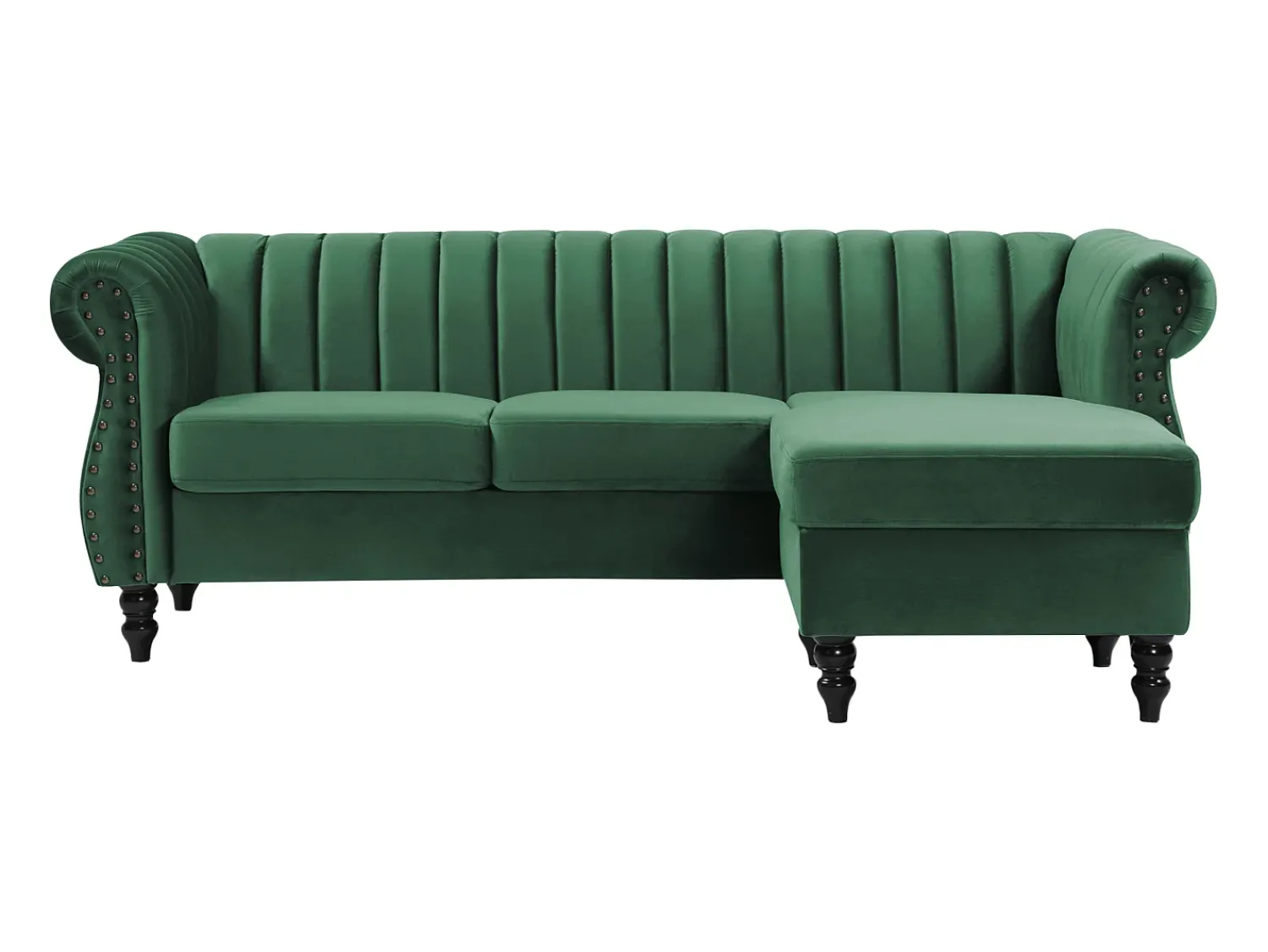 Vente-unique Sofá de canto reversível em veludo estilo charme vintage TRUMBO^ Sofá