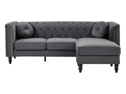 Sofá*Vente-unique Sofá de canto reversível em veludo acolchoado antracite TURNER Cinza antracite