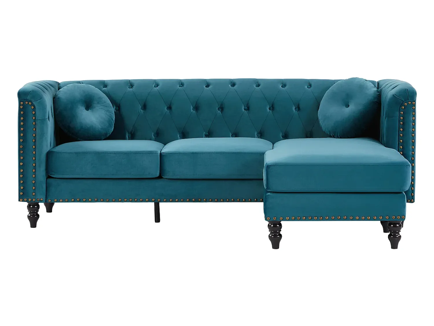 Sofá|Vente-unique Sofá de canto reversível em veludo acolchoado azul-esverdeado TURNER Azul esverdeado