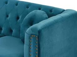 Sofá|Vente-unique Sofá de canto reversível em veludo acolchoado azul-esverdeado TURNER Azul esverdeado