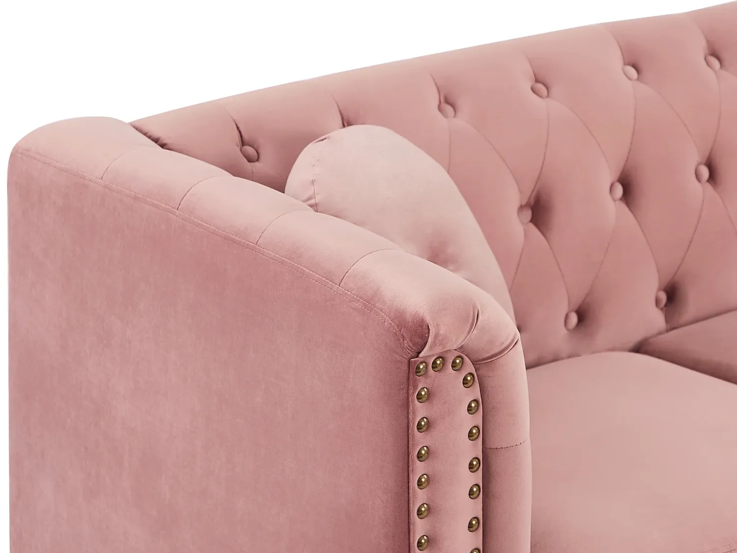 Sofá|Vente-unique Sofá de canto reversível em veludo acolchoado cor-de- velho TURNER Rosa