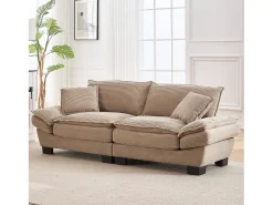 Sofá|Merax Sofá de casal moderno - 224 x 81 x 81 cm - com edredom - para quarto e escritório - veludo - cáqui Caqui