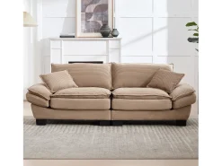 Sofá|Merax Sofá de casal moderno - 224 x 81 x 81 cm - com edredom - para quarto e escritório - veludo - cáqui Caqui