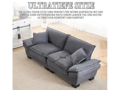 Sofá*Merax Sofá de casal moderno - 224 x 81 x 81 cm - com edredom - para quarto e escritório - veludo - cinza Cinzento