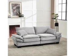 Sofá*Merax Sofá de casal moderno e simples - 224 x 81 x 81 cm - com edredom - veludo - cinza claro Cinzento claro