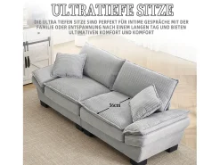 Sofá*Merax Sofá de casal moderno e simples - 224 x 81 x 81 cm - com edredom - veludo - cinza claro Cinzento claro