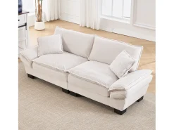 Sofá|Merax Sofá de casal moderno e simples - 224 x 81 x 81 cm - com edredom - veludo - Bege