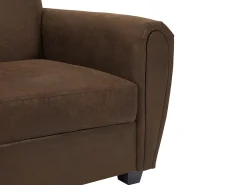 Sale Vente-unique Sofá de clube VICTORY III de 3 lugares em microfibra com aparência de couro envelhecido. Castanho