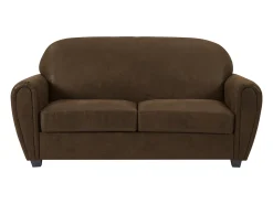 Sale Vente-unique Sofá de clube VICTORY III de 3 lugares em microfibra com aparência de couro envelhecido. Castanho