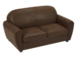 Sale Vente-unique Sofá de clube VICTORY III de 3 lugares em microfibra com aparência de couro envelhecido. Castanho