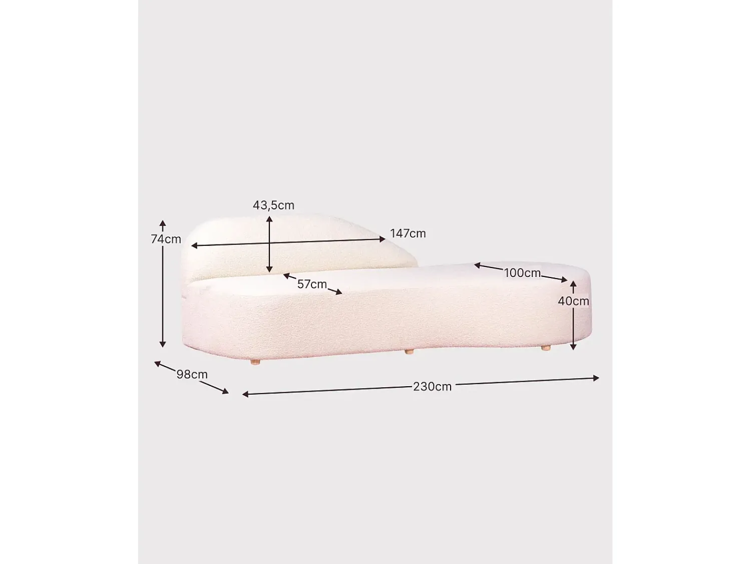 Outlet Nest Dream Sofá de design em tecido bouclé - Mozart - Branco