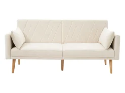 Sofá| Sofá de dois lugares com função de cama | Sofá-cama dobrável de veludo para espaços pequenos | Cama de hóspedes compacta para sala de estar, quarto e home theater Bege