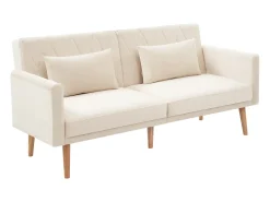 Sofá| Sofá de dois lugares com função de cama | Sofá-cama dobrável de veludo para espaços pequenos | Cama de hóspedes compacta para sala de estar, quarto e home theater Bege