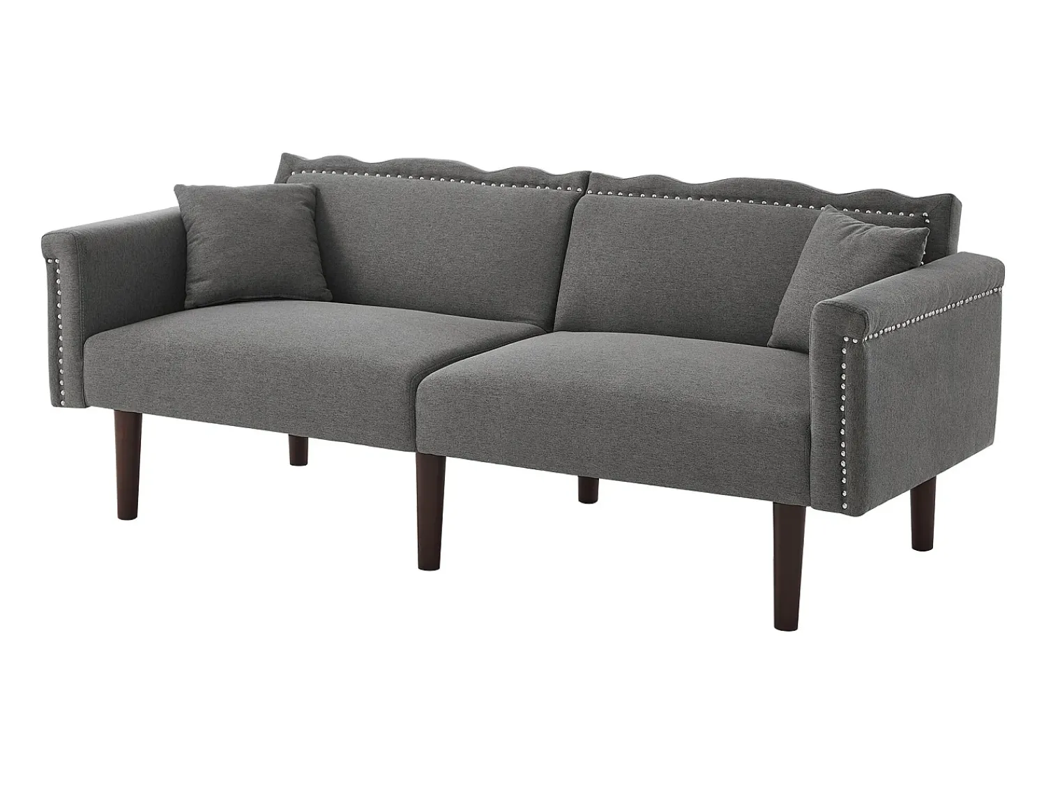 Sofá| Sofá de dois lugares com função reclinável, encosto duplo ajustável independentemente, detalhes em metal, tecido em algodão e linho, . Preto