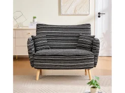 Sofá*Hauss Spole Sofá de dois lugares em tecido bouclé - Com bolsos laterais e duas almofadas. Preto