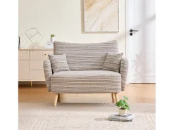 Hauss Spole Sofá de dois lugares em tecido bouclé - Com bolsos laterais e duas almofadas.^ Sofá