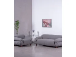 Nest Dream Sofá de dois lugares estofado em tecido Sherpa - Olympia - Cinza^ Sofá