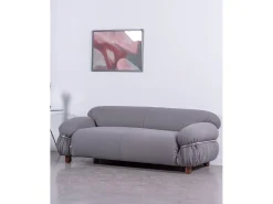 Nest Dream Sofá de dois lugares estofado em tecido Sherpa - Olympia - Cinza^ Sofá