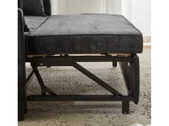 Hot Sofá de dois lugares, sofá para sala de estar, sofá com função de cama, encosto ajustável, tecido chenille, Preto