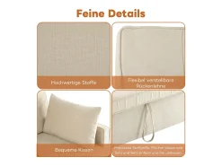 Sofá* Sofá de dois lugares, sofá para sala de estar, sofá com função de cama, encosto ajustável, tecido chenille, Bege