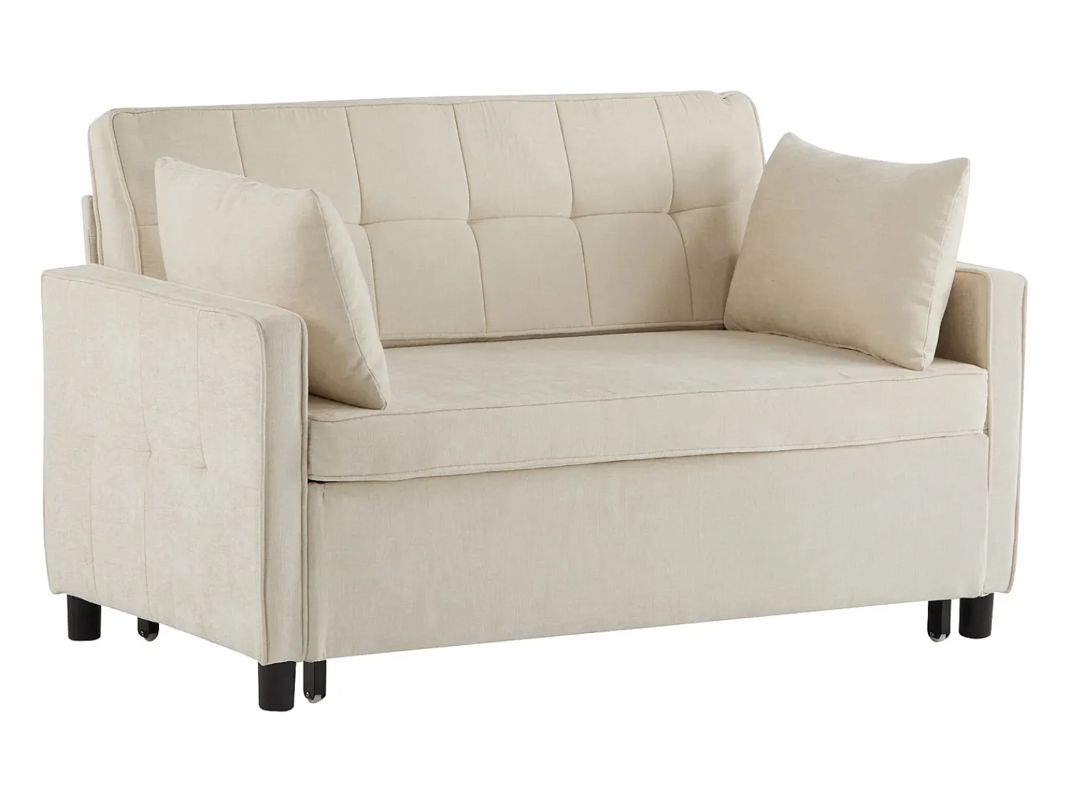 Sofá* Sofá de dois lugares, sofá para sala de estar, sofá com função de cama, encosto ajustável, tecido chenille, Bege