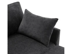 Hauss Spole Sofá de quatro lugares em tecido chenille com 2 pufes e 6 almofadas.^ Sofá