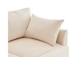 Sofá*Hauss Spole Sofá de quatro lugares em tecido chenille com 2 pufes e 6 almofadas. Bege