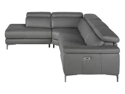Sofá|Angel Cerda Sofá de relaxamento com chaise longue esquerda em pele cinzenta escura 6112 Bege