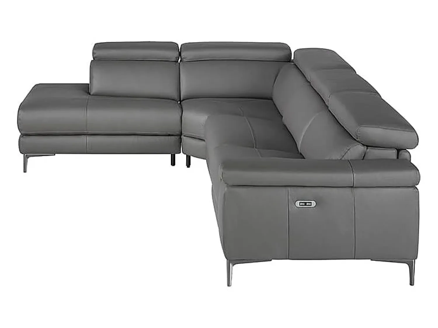 Sofá|Angel Cerda Sofá de relaxamento com chaise longue esquerda em pele cinzenta escura 6112 Bege