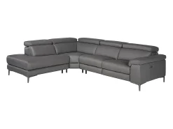 Sofá|Angel Cerda Sofá de relaxamento com chaise longue esquerda em pele cinzenta escura 6112 Bege