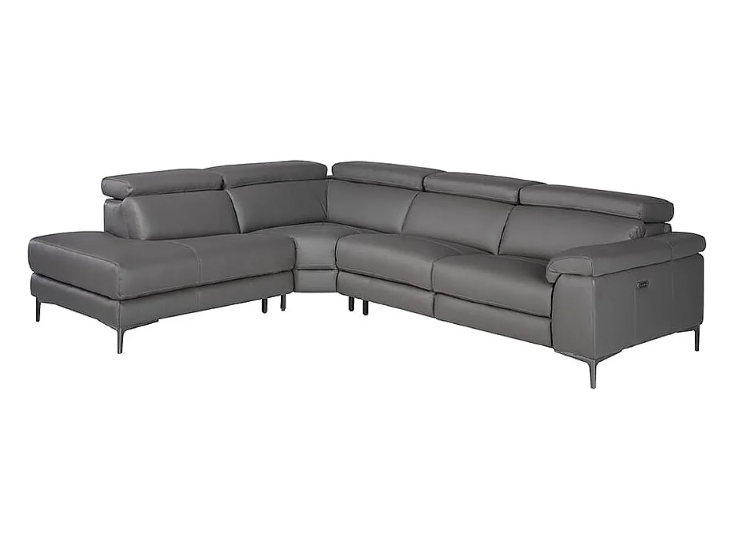 Sofá|Angel Cerda Sofá de relaxamento com chaise longue esquerda em pele cinzenta escura 6112 Bege
