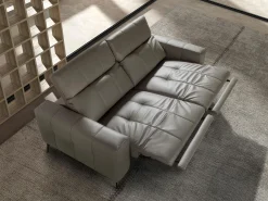Sofá*Angel Cerda Sofá de relaxamento de 3 lugares em pele cinzenta 6210 Cinzento