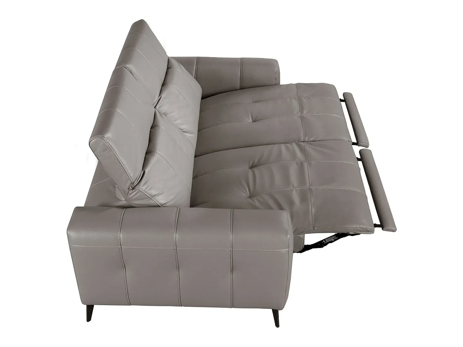 Sofá*Angel Cerda Sofá de relaxamento de 3 lugares em pele cinzenta 6210 Cinzento