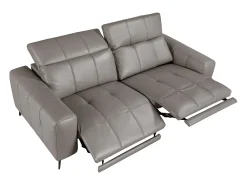 Sofá*Angel Cerda Sofá de relaxamento de 3 lugares em pele cinzenta 6210 Cinzento