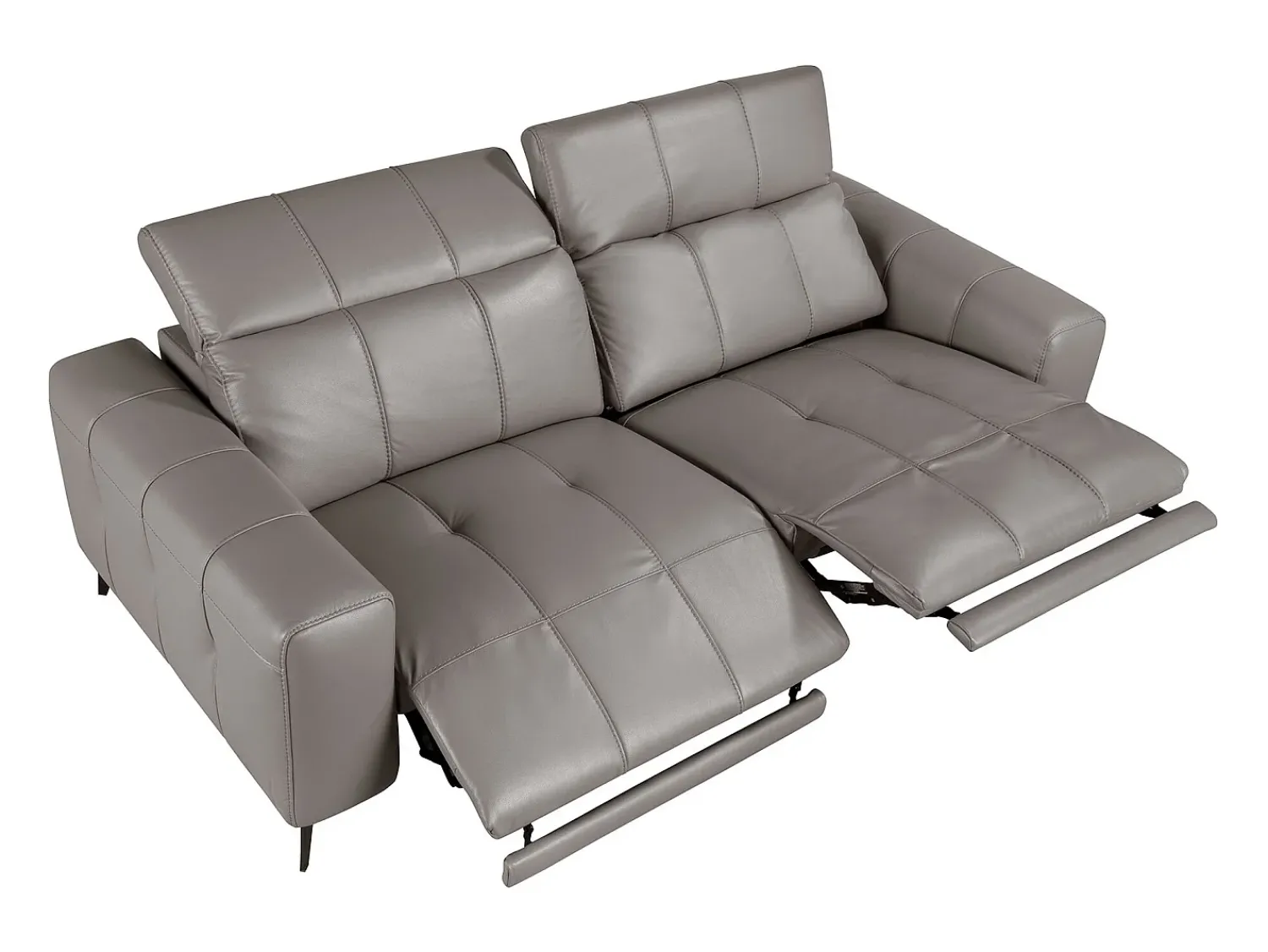 Sofá*Angel Cerda Sofá de relaxamento de 3 lugares em pele cinzenta 6210 Cinzento
