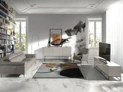 Discount Angel Cerda Sofá de relaxamento de 3 lugares em pele cinzenta escura 6122 Bege