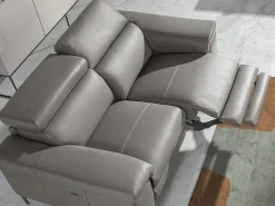 Discount Angel Cerda Sofá de relaxamento de 3 lugares em pele cinzenta escura 6122 Bege