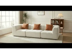 Sofá de sala Eden Simple 3 lugares - branco laranja^ Sofá