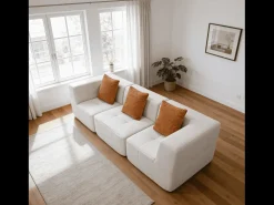 Sofá de sala Eden Simple 3 lugares - branco laranja^ Sofá