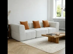 Sofá de sala Eden Simple 3 lugares - branco laranja^ Sofá