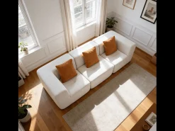 Sofá de sala Eden Simple 3 lugares - branco laranja^ Sofá