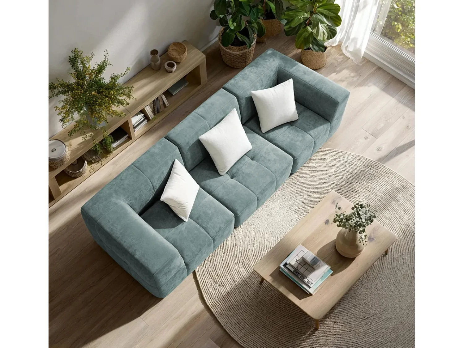 Hot Sofá de sala Eden Simple 3 lugares - sálvia branco Verde claro