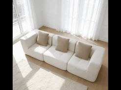 Sofá| Sofá de sala Eden Simple 3 lugares - branco areia Branco sujo