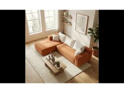 Sofá* Sofá de sala Luna 3 lugares - laranja branco esquerda Cor de laranja