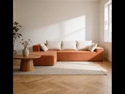 Sofá* Sofá de sala Luna 3 lugares - laranja branco esquerda Cor de laranja