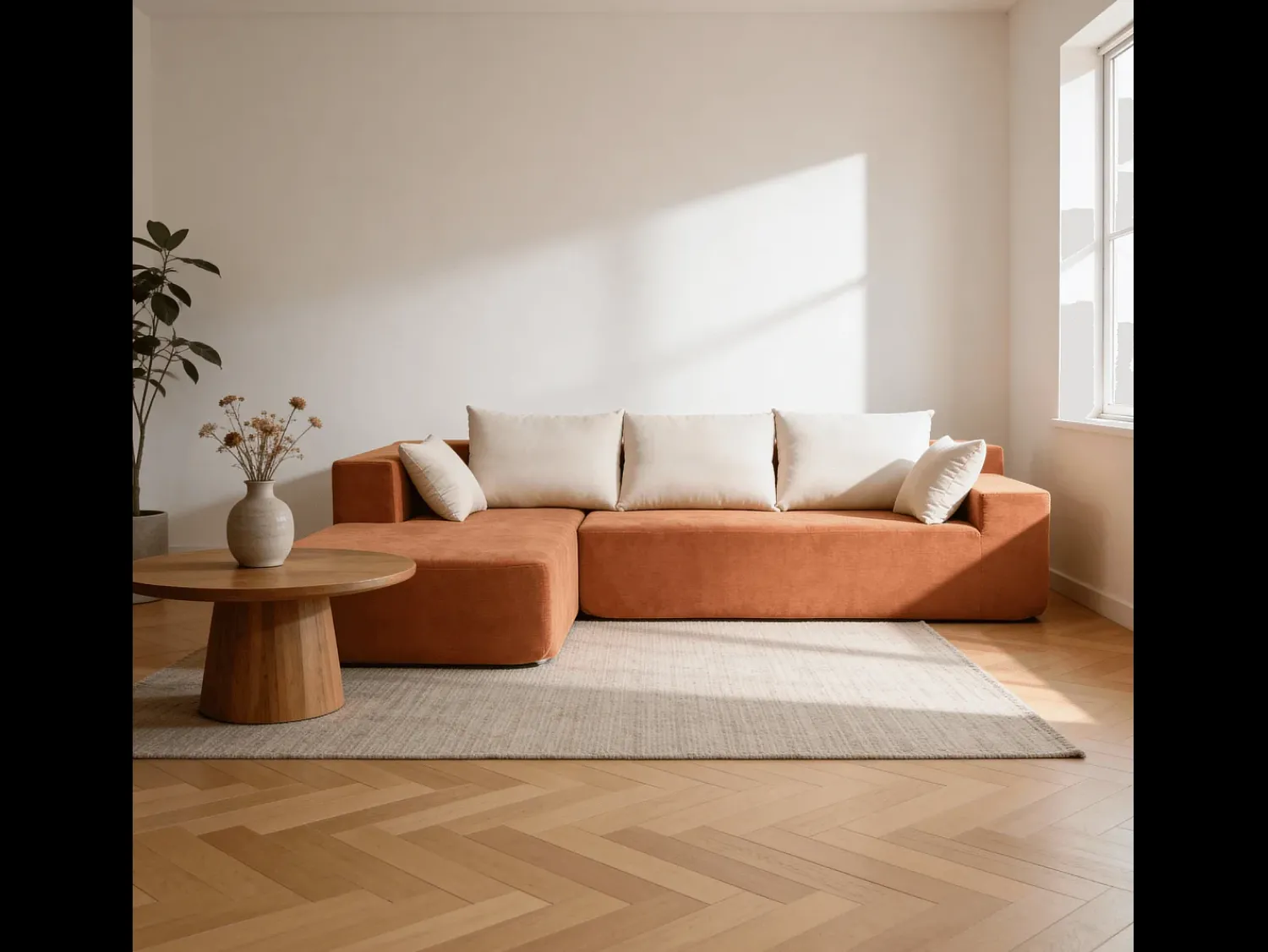 Sofá* Sofá de sala Luna 3 lugares - laranja branco esquerda Cor de laranja