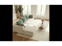 Sofá| Sofá de sala Luna 3 lugares - branco sálvia esquerda Branco sujo