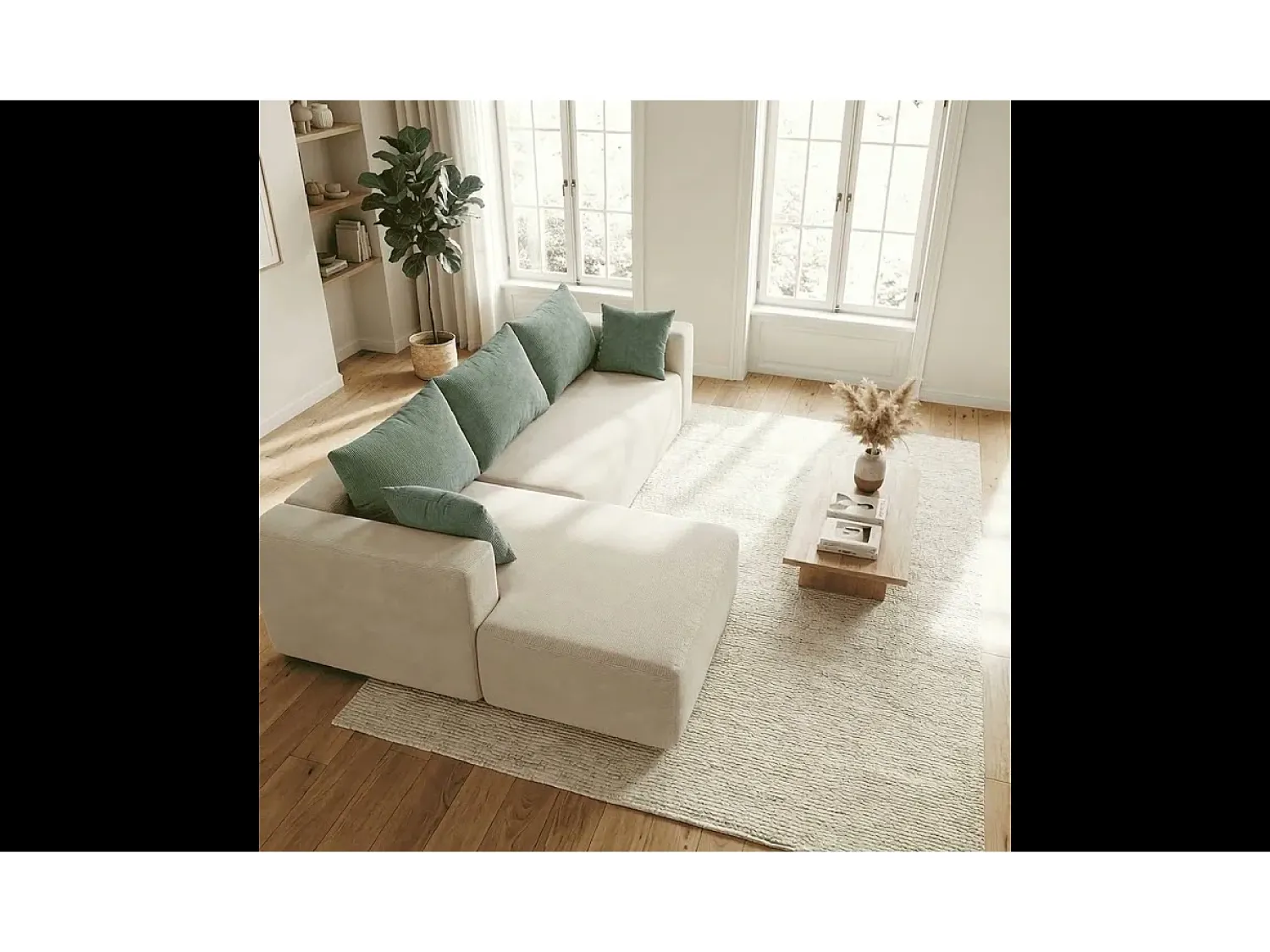 Sofá| Sofá de sala Luna 3 lugares - branco sálvia esquerda Branco sujo